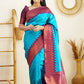 Light Blue Color Wedding wear Printed Silk Saree