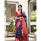 Navy Blue Pure Silk Kanjeevaram Saree