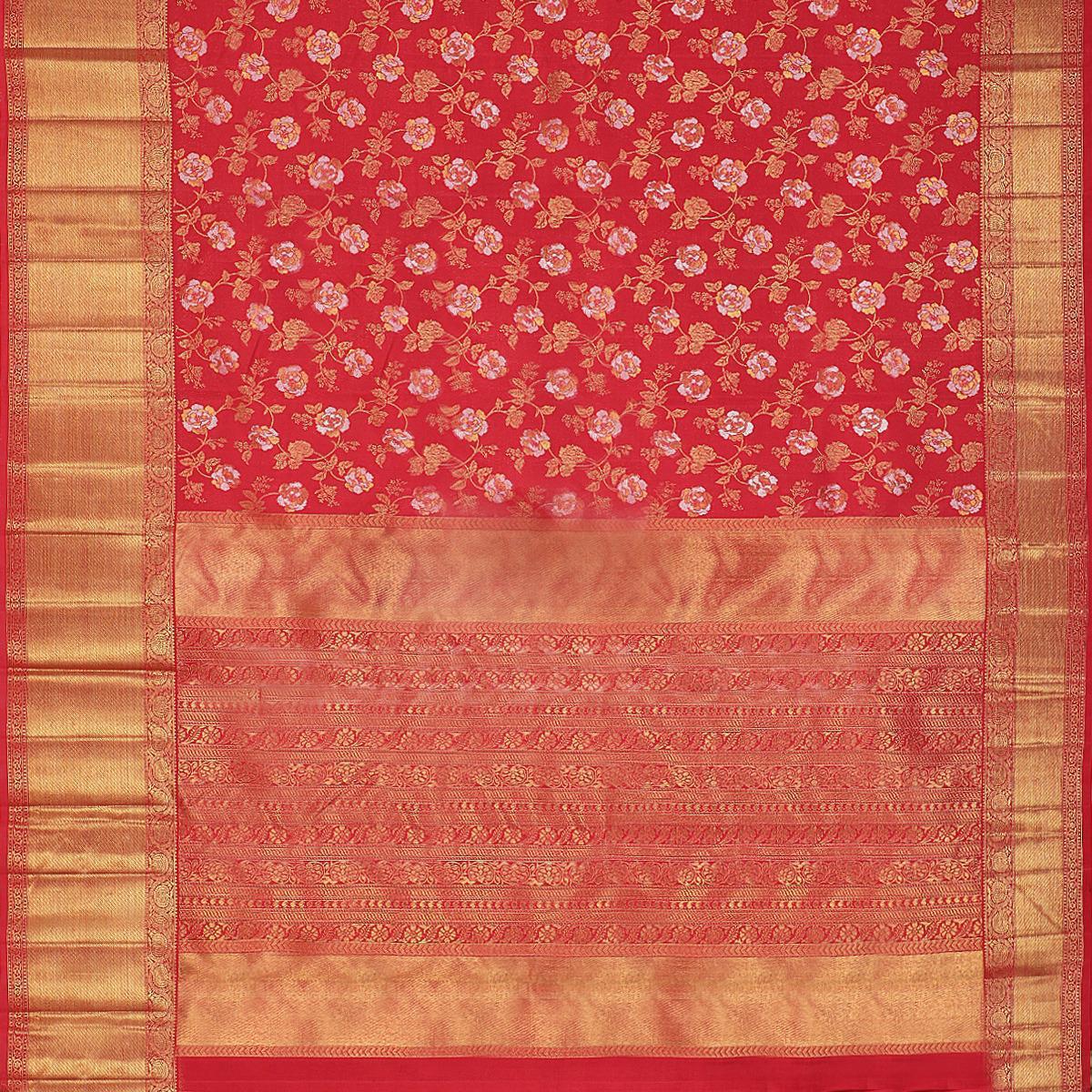 Red Rose Soft Lichi Silk Saree For Women