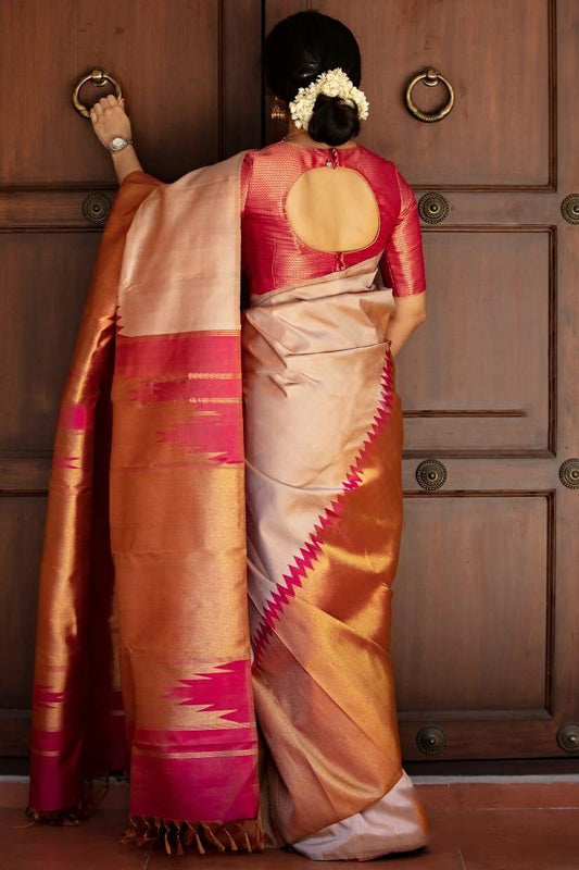 Pure Silk Saree with jari border and blouse