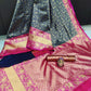 Navy blue kanjiwaram Pure Silk Wedding Saree