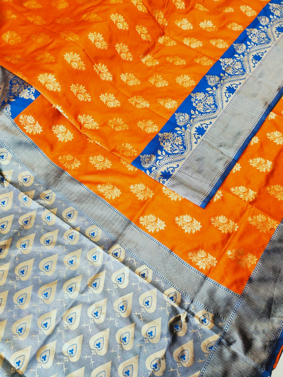 Orange Bridal wear Kanchipuram Silk Saree For Women