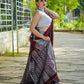 Wine Color Banarasi Silk Saree With Printed Blouse