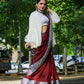 Wine Color Banarasi Silk Saree With Printed Blouse