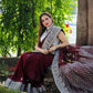 Wine Color Banarasi Silk Saree With Printed Blouse