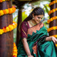 Red green Colour Festiv Saree For Women