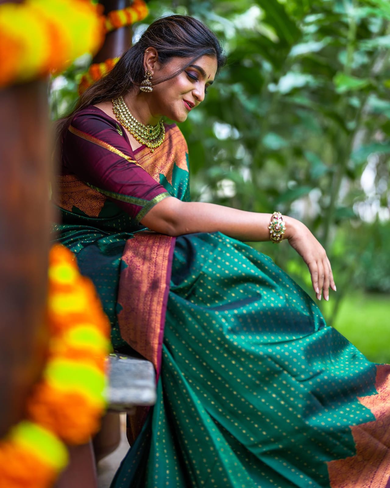 Bottle Green South Indian Saree, Banarasi Border, Indian Wedding Saree,  Traditional Saree, Bridesmaid Saree, Festival Sari USA, Australia - Etsy |  Silk saree banarasi, Fashionable saree blouse designs, Bridesmaid saree