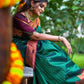 Red green Colour Festiv Saree For Women