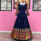 Beautiful Designer Georgette Fabric Navy Blue Gown