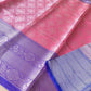 Trendy Baby Pink Color Soft Silk Sarees With Blue Blouse