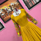 Beautiful Designer Georgette Fabric Yellow Gown