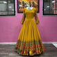 Beautiful Designer Georgette Fabric Yellow Gown