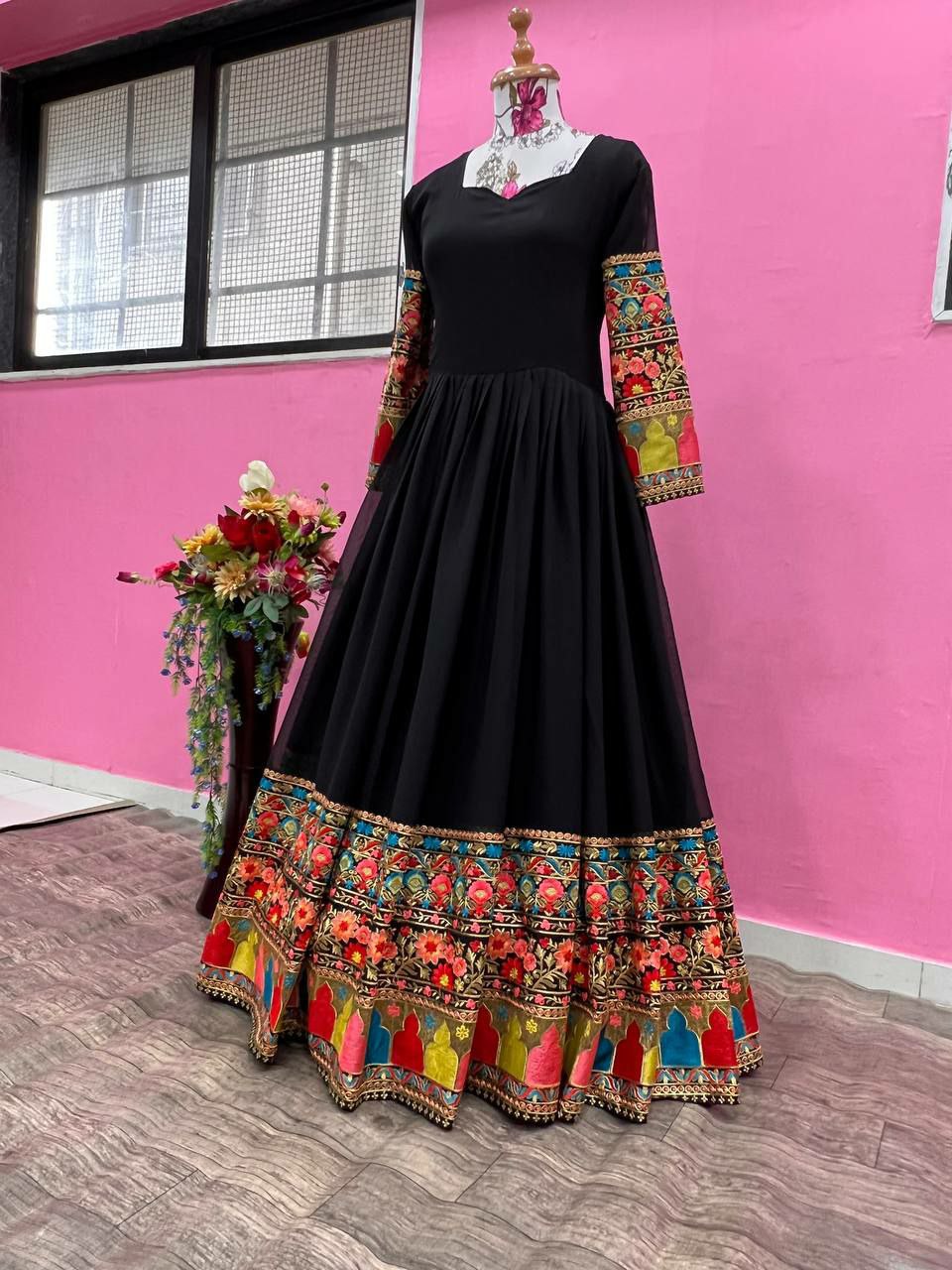 Beautiful Designer Georgette Fabric Black Gown