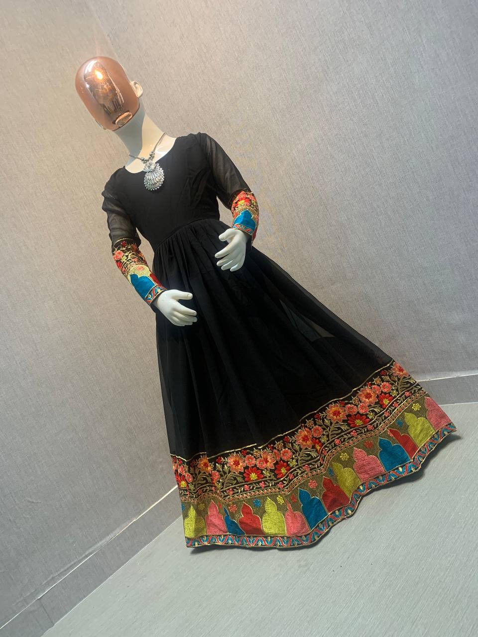 Beautiful Designer Georgette Fabric Black Gown