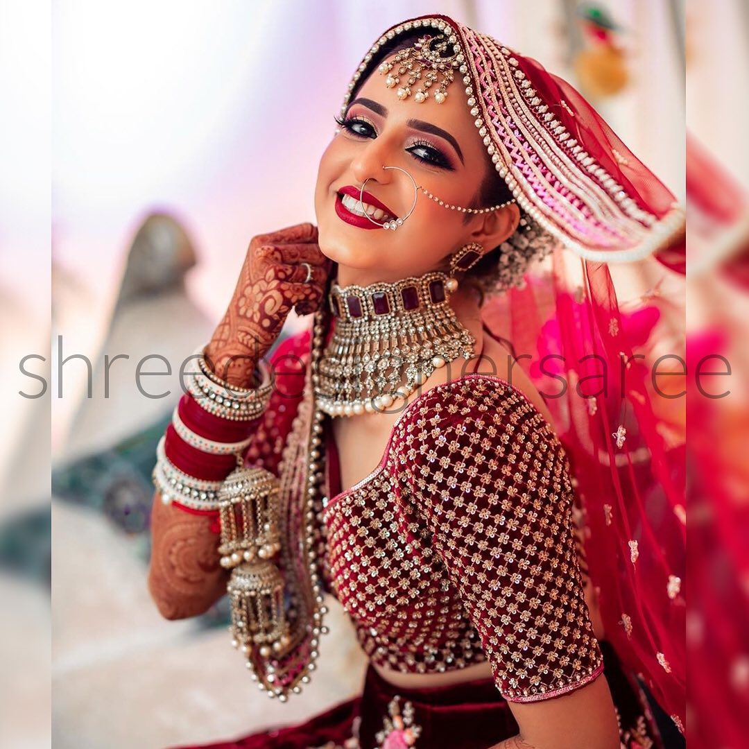 Bridal Red Lehenga Choli With Blouse For Wedding Wear
