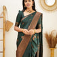 Green Beautiful Jari Design Kanjivaram Silk Saree For Women