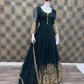 Designer Dark Green Wedding Wear Dress With Dupatta Set