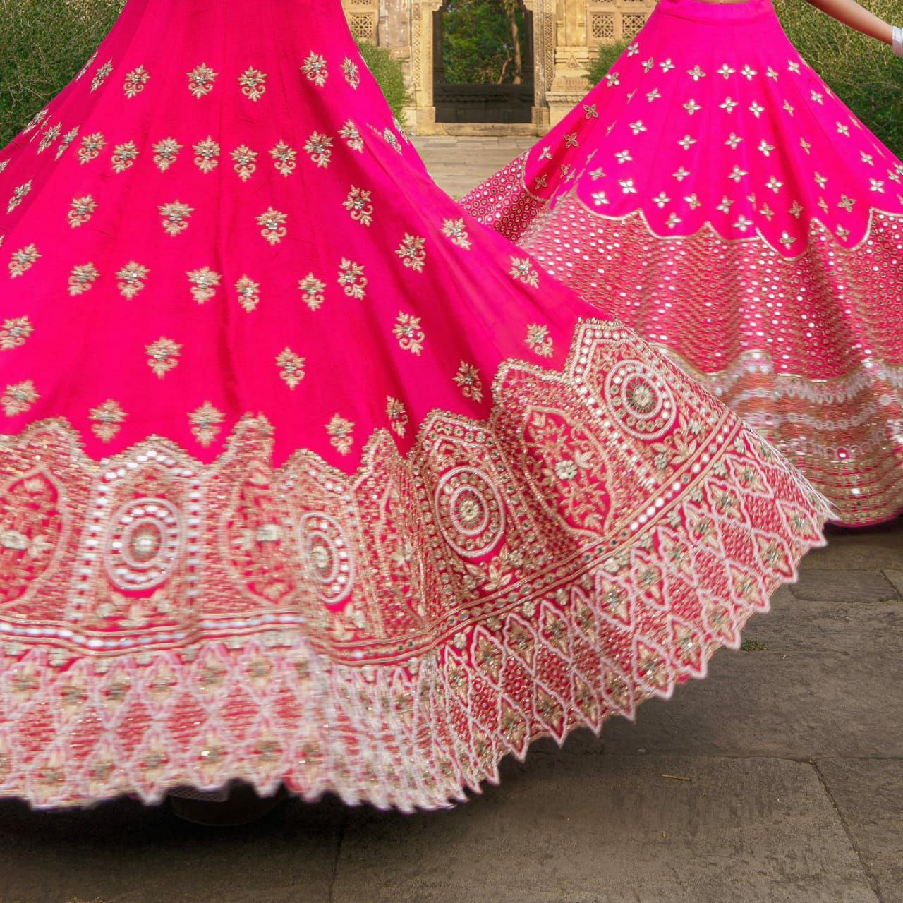 Wedding Wear Pink Color Embroidery Work Lehenga Choli