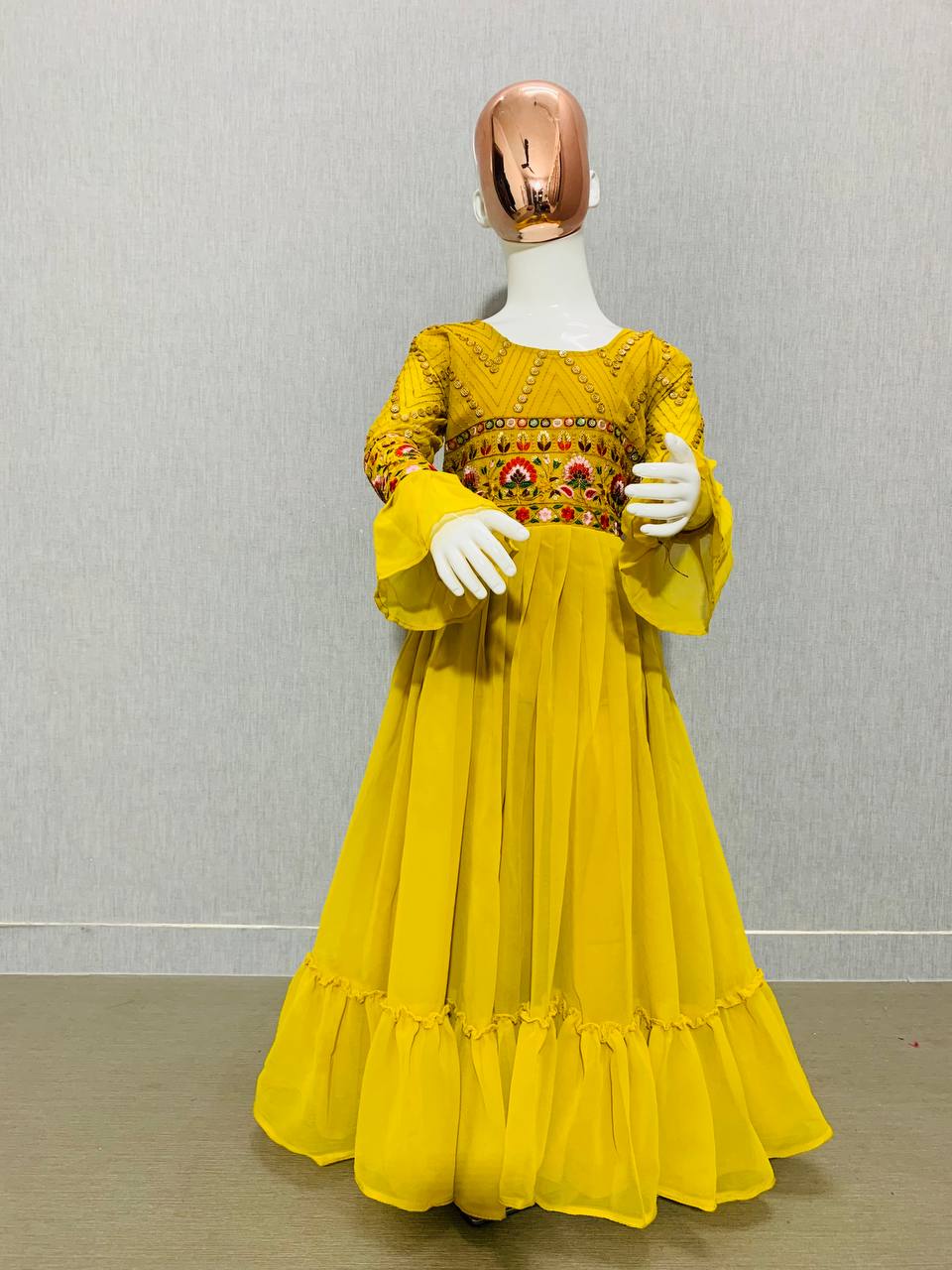 Canary Yellow Ethnic Drees,elegant Look,wedding Dress,festive  Wear,indowestern Wear,yellow Dress,viscose Georette Top & Bottom,gift for  Her - Etsy
