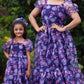 Mother daughter Purple Color Floral Print Organza Dress