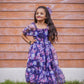 Mother daughter Purple Color Floral Print Organza Dress