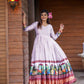 White Printed Indian Designer Gown For Women