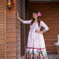 White Printed Indian Designer Gown For Women