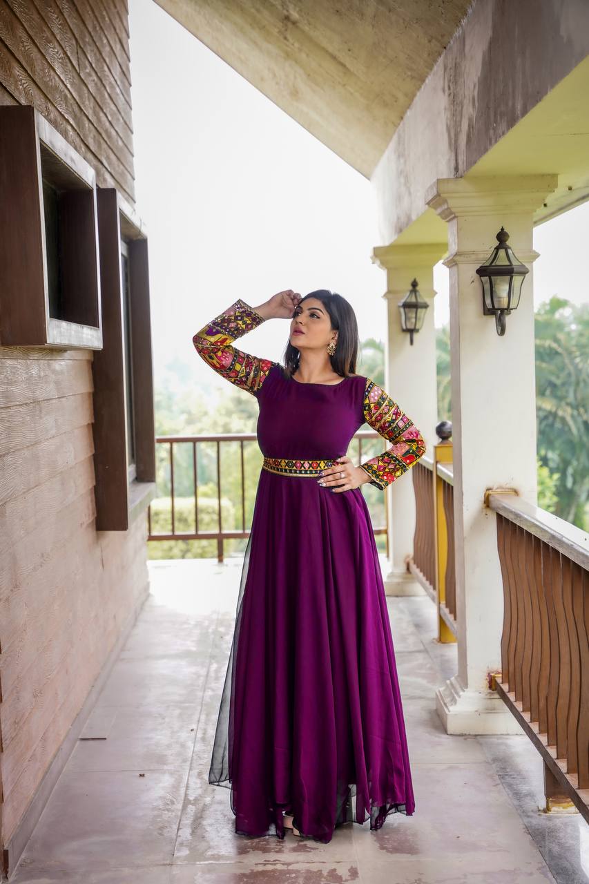 Trendy Gorgeous Magenta Color Georgette Gown