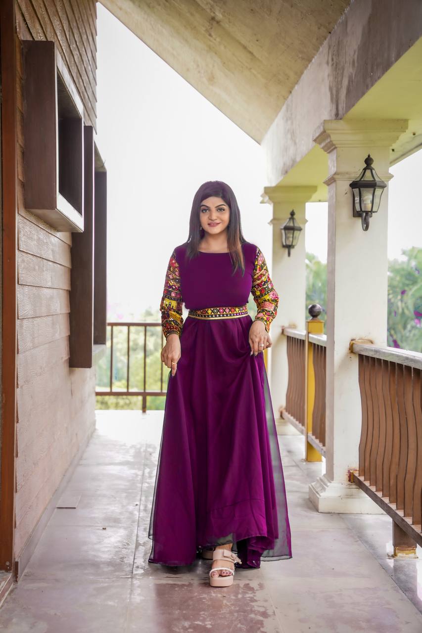 Trendy Gorgeous Magenta Color Georgette Gown