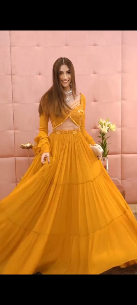 Yellow Designer Weddingwear Lehenga Choli With Dupatta