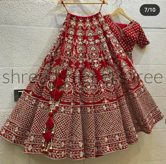 Traditional Red Embroidery Work Lehenga Choli with Blouse
