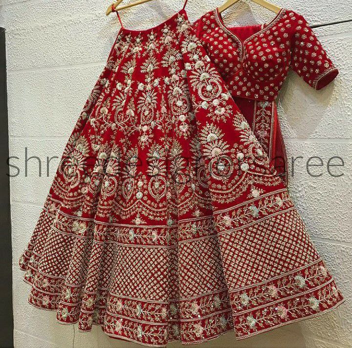 Traditional Red Embroidery Work Lehenga Choli with Blouse