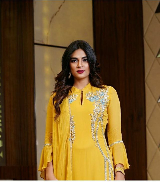 Designer Yellow Color Georgette Top with Dupatta