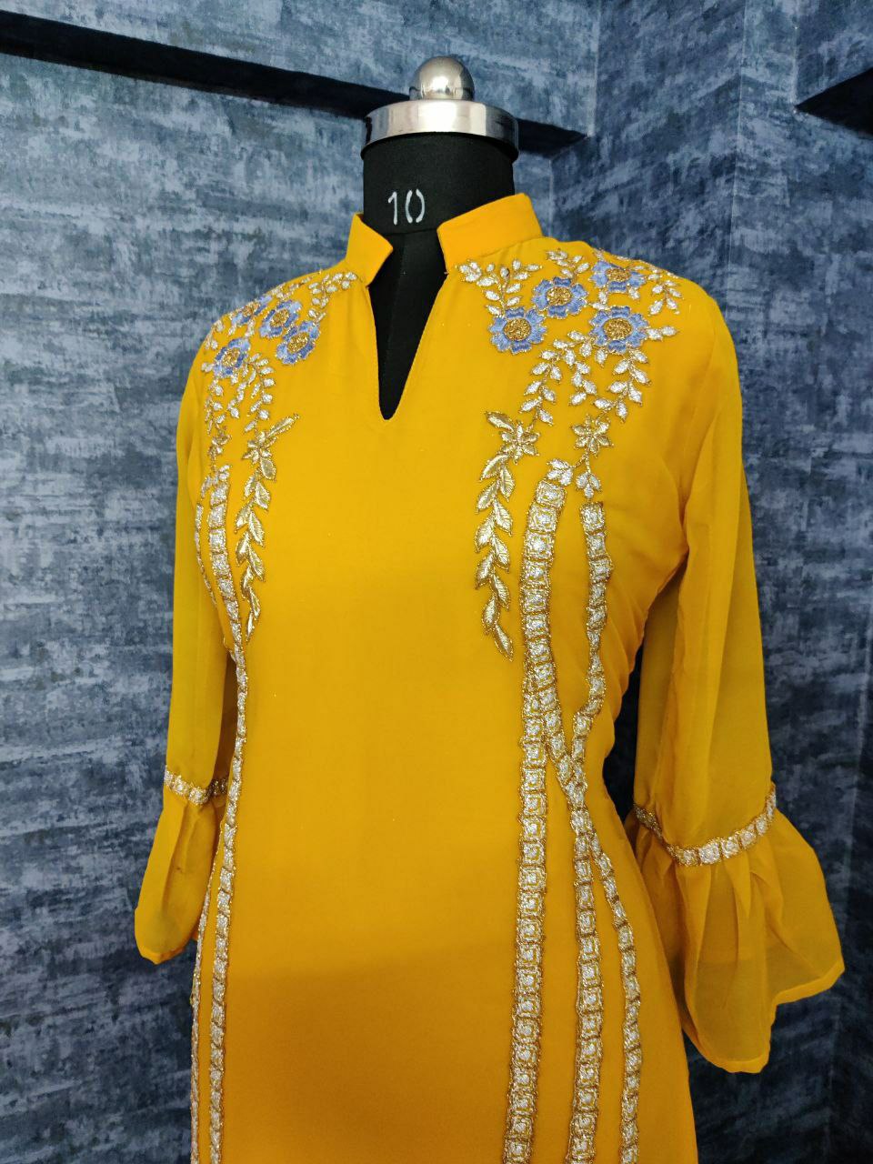 Designer Yellow Color Georgette Top with Dupatta
