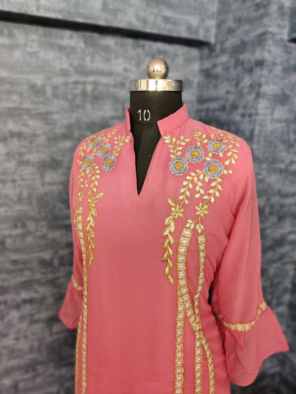 Designer Pink Color Georgette Top with Dupatta