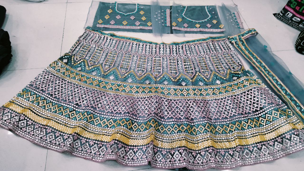 Multicolor Designer Partywear Embroidered Work Lehenga Choli