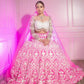 Partywear Pink Lehenga Choli With White Blouse