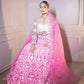 Partywear Pink Lehenga Choli With White Blouse