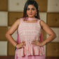 Baby Pink Sararra Top And Lehenga For Partywear