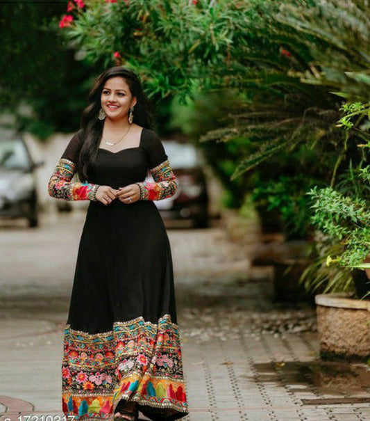 Festive Black Wedding Wear Gown For Women