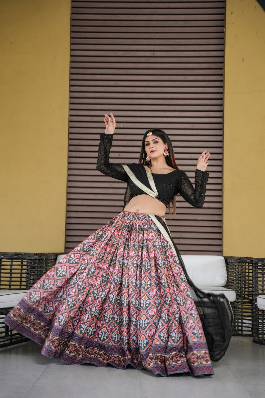 Indian Black Lehenga Choli With Dupatta For Wedding Wear