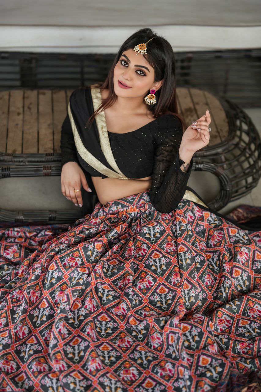 Indian Black Lehenga Choli With Dupatta For Wedding Wear