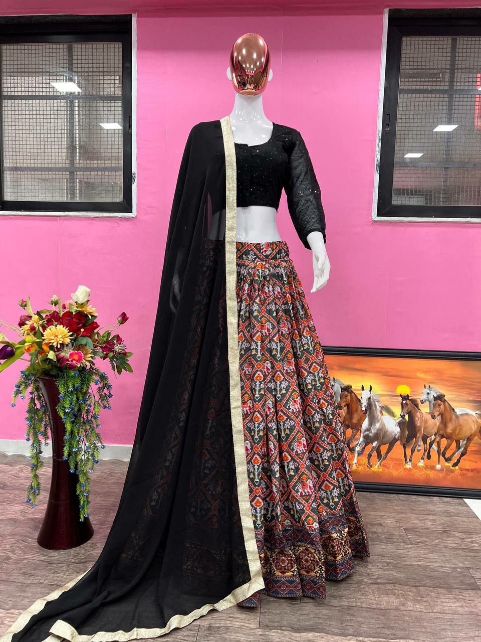 Indian Black Lehenga Choli With Dupatta For Wedding Wear