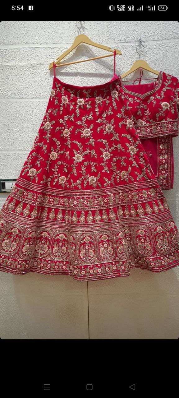 Red Ethnic Lehenga Choli With Blouse For Wedding wear