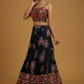 Ethnic Elegance Navy Blue Sleeve Less Lehnga Choli