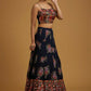 Ethnic Elegance Navy Blue Sleeve Less Lehnga Choli