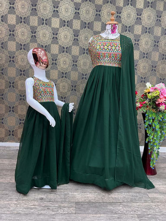 Dark Green Partywear Gown For Women And Girls