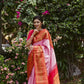 Stylish Light Pink Color Golden Jacquard Work Saree