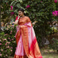 Stylish Light Pink Color Golden Jacquard Work Saree