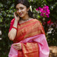 Stylish Light Pink Color Golden Jacquard Work Saree